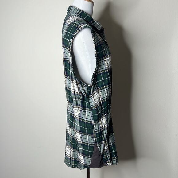 Free People Green Plaid Flannel Sleeveless Dress - Picture 4 of 6